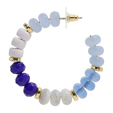 Emberly Gold-Tone Bead J-Hoop Earrings