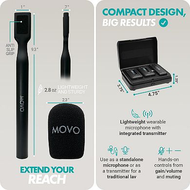 Movo WMX-2-L-Duo Dual Wireless Lavalier Microphone for iPhone/Lightning Devices