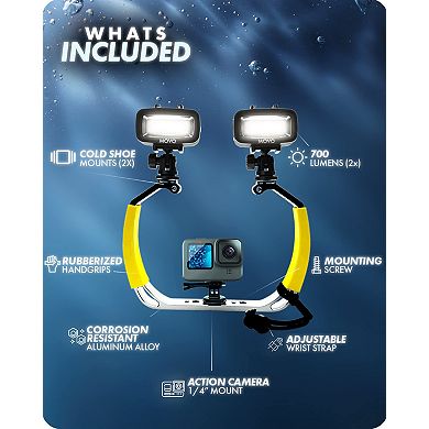 Movo DiveRig1 XL Diving Rig Bundle with Waterproof LED Lights for GoPro HERO