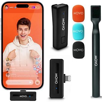 Movo Wireless Mini DI Ultra Compact Wireless Lav Microphone System for iPhone