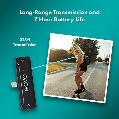 Movo WMX-2-C USB-C Wireless Lavalier Microphone for iPhone 15/Android