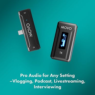 Movo WMX-2-C USB-C Wireless Lavalier Microphone for iPhone 15/Android