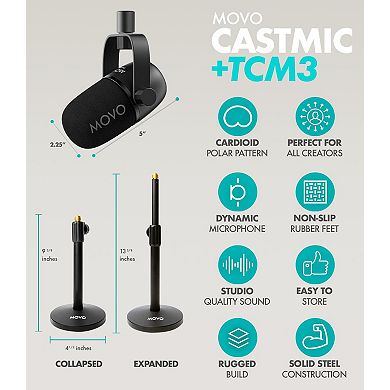 Movo PodPro-TH Portable Podcasting Bundle for 2 for Smartphones and Computers