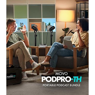 Movo PodPro-TH Portable Podcasting Bundle for 2 for Smartphones and Computers