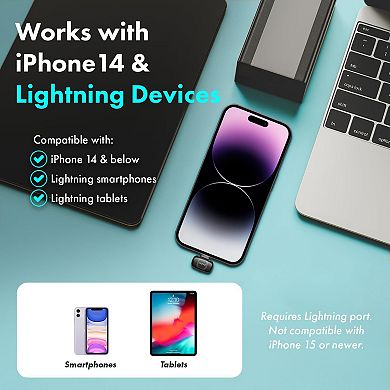 Movo NanoMic Dual Lightning Wireless Microphone for iPhone 14 and below (Lightning)