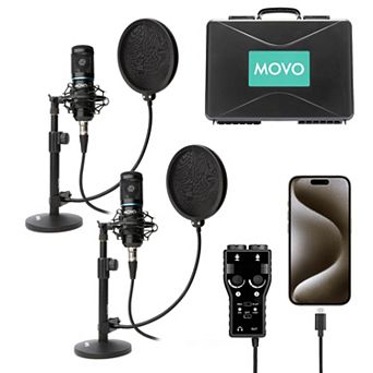Movo iPhone 15/16 USB-C Podcast Equipment Bundle Compatible with iPhone 15/16, iPad-Pro (USB-C)