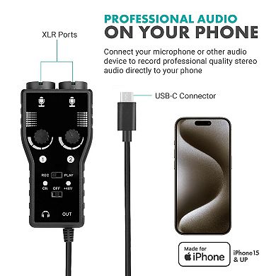 Movo iPhone 15/16 USB-C Podcast Equipment Bundle Compatible with iPhone 15/16, iPad-Pro (USB-C)