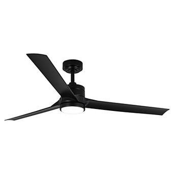 60" Minimalism Black 3-blade Large Indsutrial LED Ceiling Fan with Light and Remote