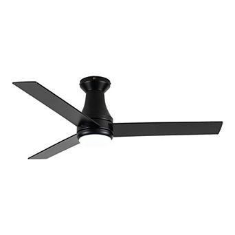 48" Modern Black Indoor LED Hugger Ceiling Fan Flush Mount with Light and Remote, App Control