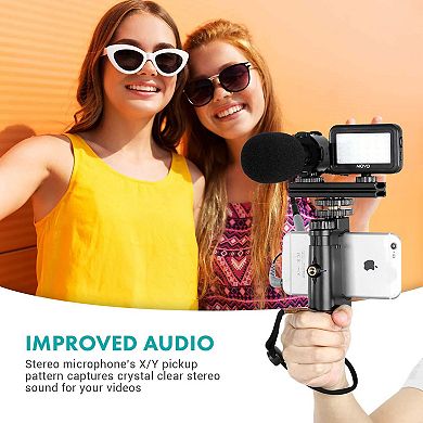 Movo Vlog Kit V7 - YouTube Starter Kit with Grip, Stereo Microphone, Light, and Wireless Remote