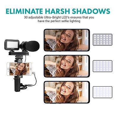 Movo Vlog Kit V7 - YouTube Starter Kit with Grip, Stereo Microphone, Light, and Wireless Remote