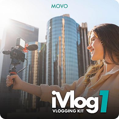 Movo iVlog1 Vlogging Kit for iPhone - YouTube Starter Kit with Shotgun Mic, LED Light, Tripod