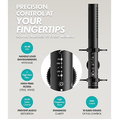 Movo X1 Supercardioid Shotgun Microphone for DSLR, Smartphones, and Computers