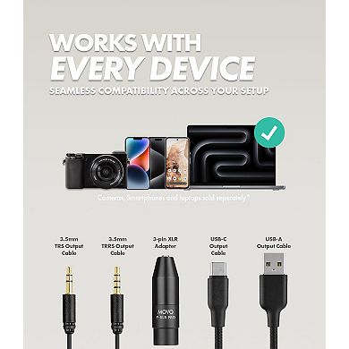 Movo X1 Supercardioid Shotgun Microphone for DSLR, Smartphones, and Computers