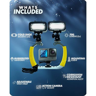 Movo DiveRig3 Diving Rig Bundle with 2 Waterproof LED Lights