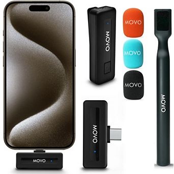 Movo Wireless Mini UC Ultra Compact Wireless Lavalier Microphone for iPhone 15 and up