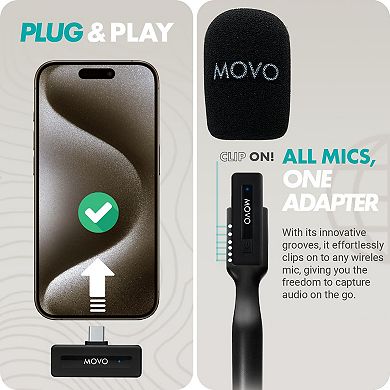 Movo Wireless Mini UC Ultra Compact Wireless Lavalier Microphone for iPhone 15 and up