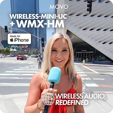 Movo Wireless Mini UC Ultra Compact Wireless Lavalier Microphone for iPhone 15 and up