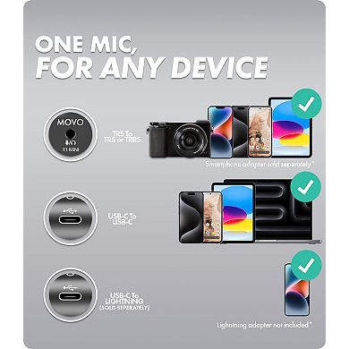 Movo X1-Mini Video Shotgun Mic - Supercardioid Microphone for Cameras, Smartphones, Computers