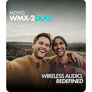 Movo WMX-2-DUO Dual Wireless Lavalier Microphone System with Charging Case for Cameras