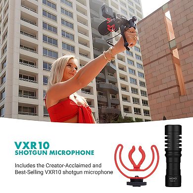 Movo iVlogger-PRO+MV-T5 Vlogging Kit for iPhone/Android Smartphones with Mic, Light, Tripod