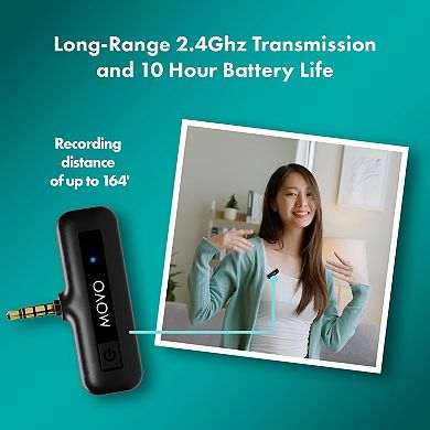 Movo Wireless Mini 2.4GHz Wireless Lavalier Microphone for DSLR and Mirrorless Cameras
