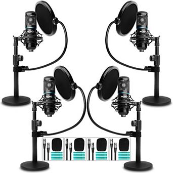 Movo 4-Pack Universal Cardioid Podcasting Microphone Bundle
