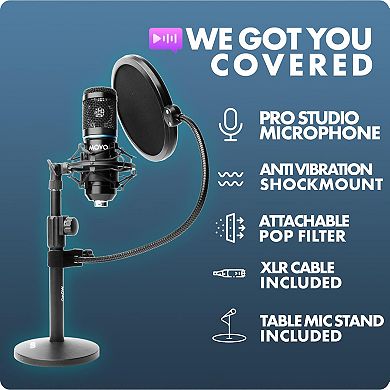 Movo 4-Pack Universal Cardioid Podcasting Microphone Bundle