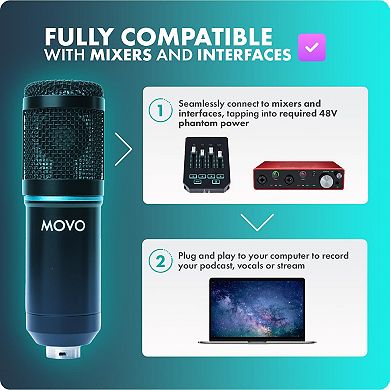 Movo 4-Pack Universal Cardioid Podcasting Microphone Bundle