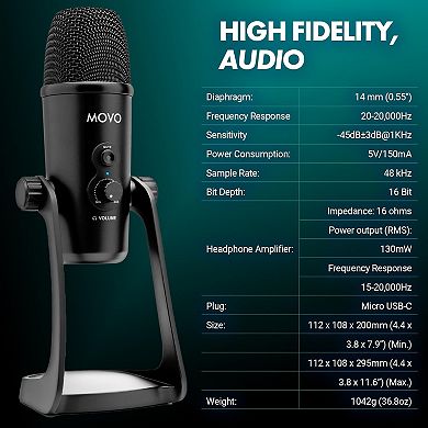 Movo UM700 Desktop Studio USB Microphone for Computers