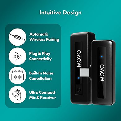Movo Wireless Mini UC - Ultracompact Rechargeable Wireless Lavalier Microphone System for Android