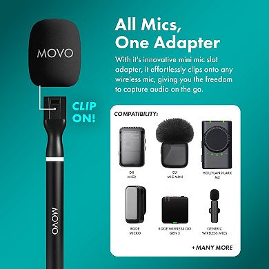 Movo NanoMic Wireless Lavalier Microphone for Camera (3.5mm) w/WMX-HM2 Wireless Mic Handle