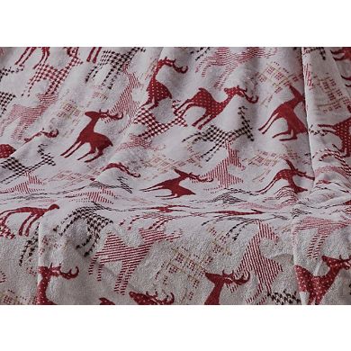Kate Aurora Gray Cozy Christmas Plaid Reindeer Ultra Soft and Plush Accent Throw Blanket