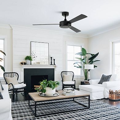 52" Modern Black Wooden 3-blade Indoor No Light Ceiling Fan with Remote