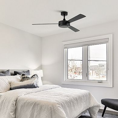 52" Modern Black Wooden 3-blade Indoor No Light Ceiling Fan with Remote