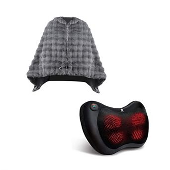 Ultimate Comfort & Relaxation Bundle: Heated Plush Shawl + Shiatsu Neck & Back Massager