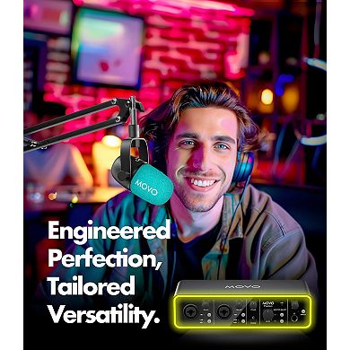 Movo Music Audio Interface Bundle with USB Interface, Dynamic Microphone, and Boom Arm