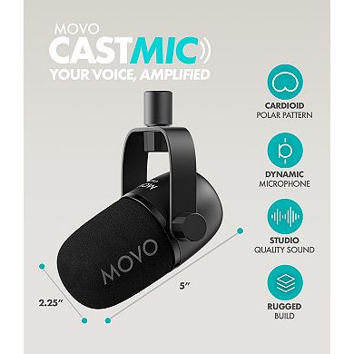 Movo Music Audio Interface Bundle with USB Interface, Dynamic Microphone, and Boom Arm