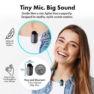 Movo NanoMic Dual USB-C Wireless Microphone for iPhone 15/16 and Up with Wireless Mic Handle