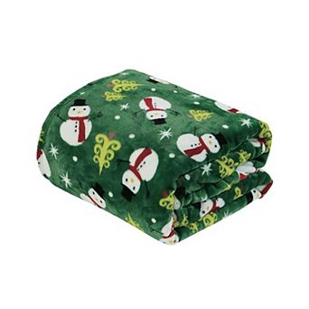 Kate Aurora Ultra Soft and Cozy Christmas Green Santa Plush Accent Throw Blanket