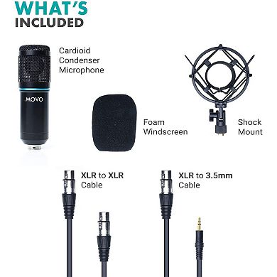 Movo PC-M6 Universal Cardioid Condenser Podcast Microphone with XLR and 3.5mm