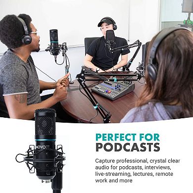 Movo PC-M6 Universal Cardioid Condenser Podcast Microphone with XLR and 3.5mm