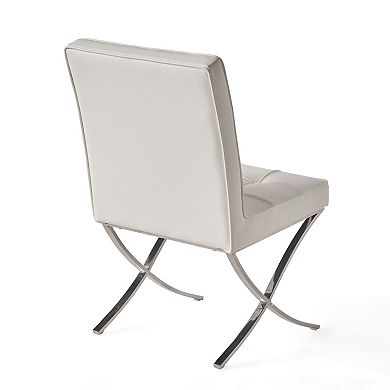 Milania Button Tufted Bonded Leather Dining Chairs (Set of 2) by Christopher Knight Home