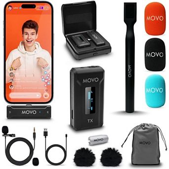 Movo WMX-2-L Wireless Lavalier Microphone for iPhone/Lightning Devices with WMX-HM Handheld Adapter