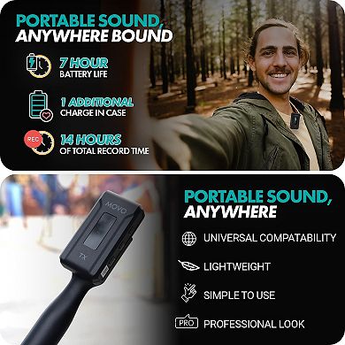 Movo WMX-2-L Wireless Lavalier Microphone for iPhone/Lightning Devices with WMX-HM Handheld Adapter