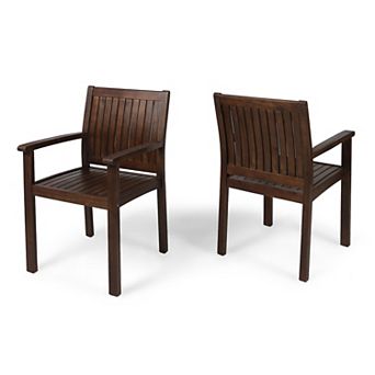 Wilson Outdoor Acacia Wood Dining Chairs (Set of 2) by Christopher Knight Home