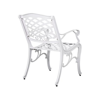 Phoenix Outdoor White Cast Aluminum Arm Chair (Set of 2) by Christopher Knight Home