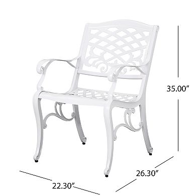 Phoenix Outdoor White Cast Aluminum Arm Chair (Set of 2) by Christopher Knight Home