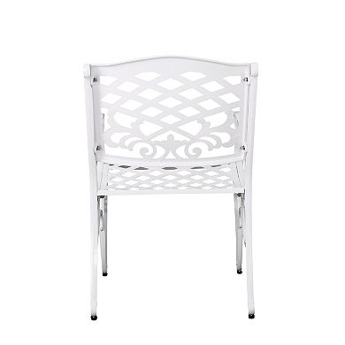 Phoenix Outdoor White Cast Aluminum Arm Chair (Set of 2) by Christopher Knight Home