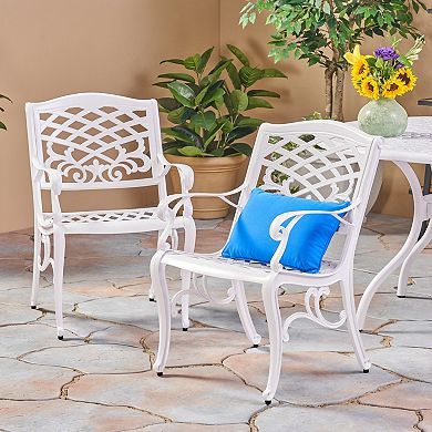 Phoenix Outdoor White Cast Aluminum Arm Chair (Set of 2) by Christopher Knight Home